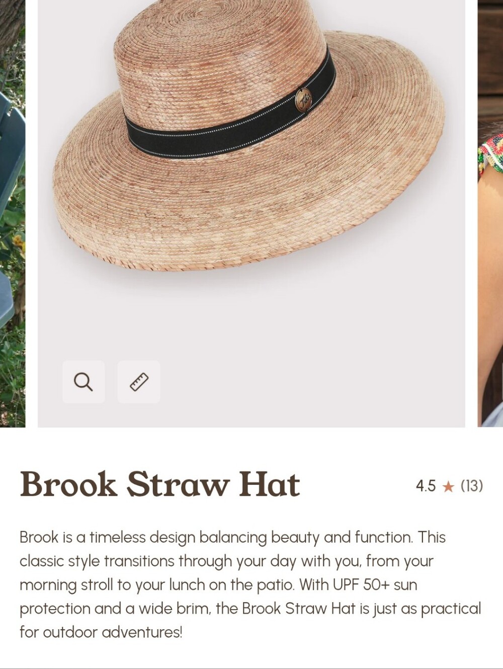 Wide Brim Straw Sun Hat with Black Ribbon - Picture 7 of 7